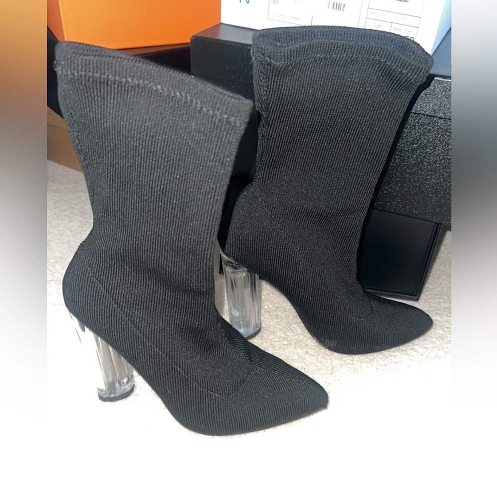 Ankle boots with clear heel
